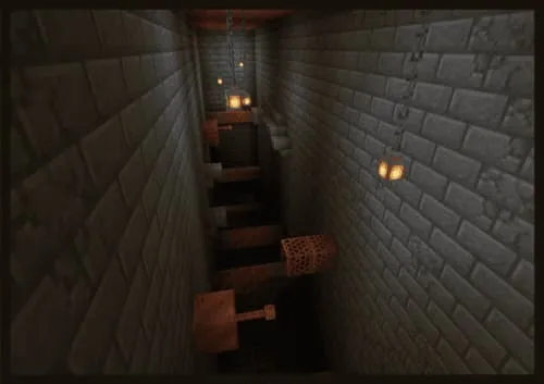 Паркур испытание в подземных катакомбах тюремной карты Minecraft