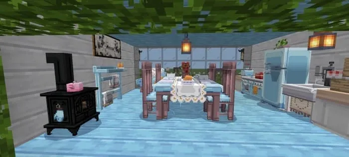 Просторная и уютная кухня в пастельных тонах на карте House Aesthetic