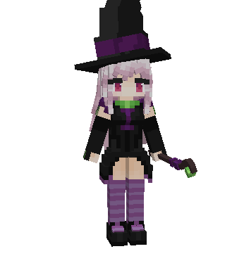 Анимированная модель ведьмы с розовыми волосами