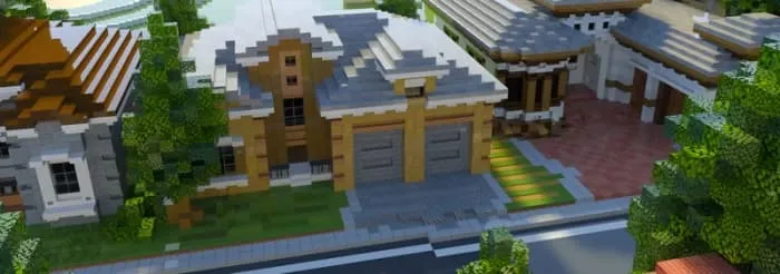 Жёлтый дом в классическом стиле с двориком