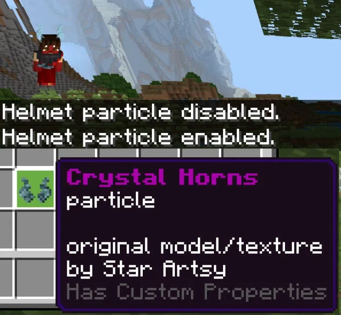 Активация частиц у шляпы при приседании в Minecraft