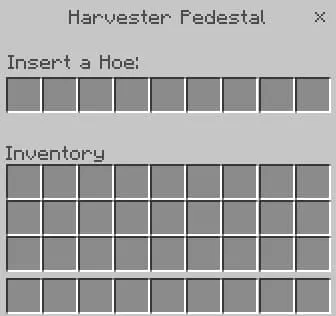 Содержимое инвентаря пьедестала для хранения урожая и инструментов