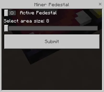 Настройки области добычи ресурсов