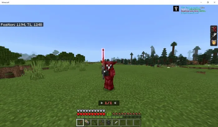 Игрок в алой броне с мечом