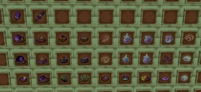 Разнообразные блюда и напитки, добавленные модом End's Delight Bedrock