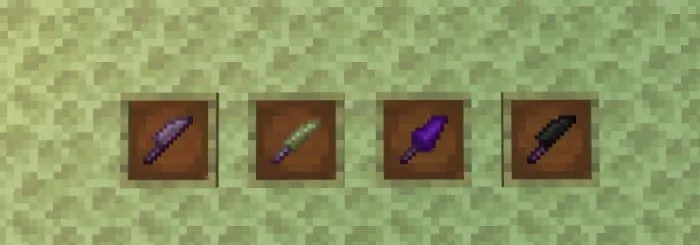 Четыре вида ножей с уникальными эффектами и достижениями в End's Delight Bedrock