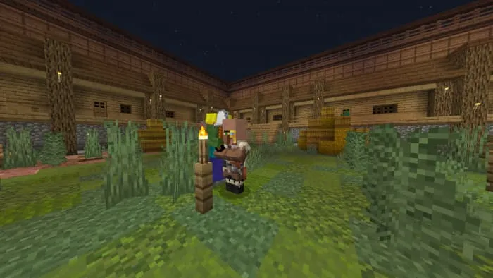 Игроки защищают жителя от атак зомби и могут его лечить