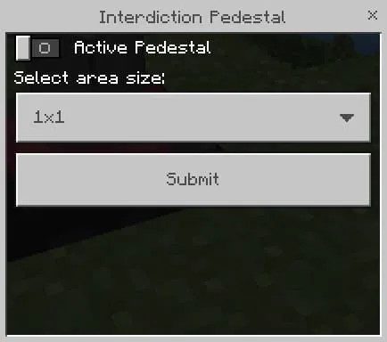 Экран управления запретной зоной для мобов