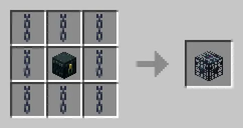 Крафт спаунера из 8 цепей и эндер-сундука