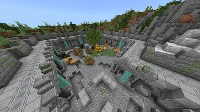 Боевая зона в окружении крепостных стен и башен