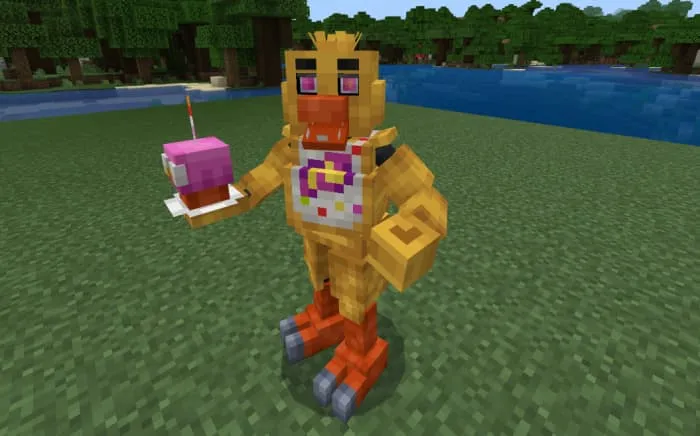Чика днём — классический образ из FNAF в Minecraft
