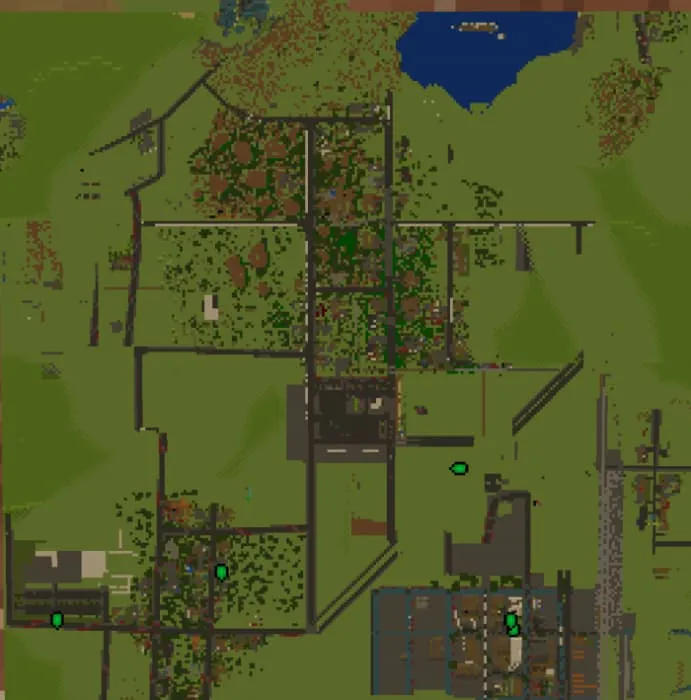 Общий вид города Атрия с высоты, включая жилые кварталы и центральную улицу