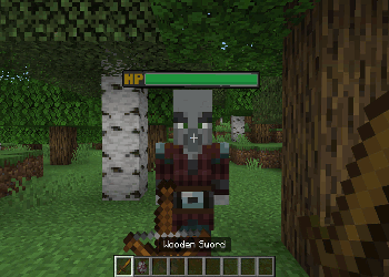 Полоска здоровья над разбойником в бою