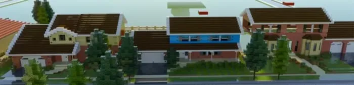 Улица с рядом жилых домов в пригородном районе