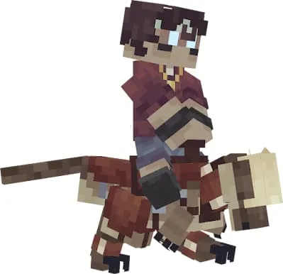 Игрок едет верхом на прирученном Пухлом динозавре