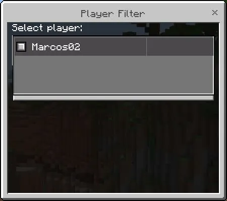 Список игроков для добавления в фильтр изгнания