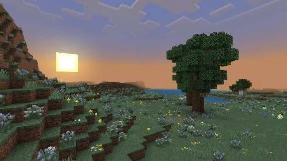 Пейзаж с цветами и льном