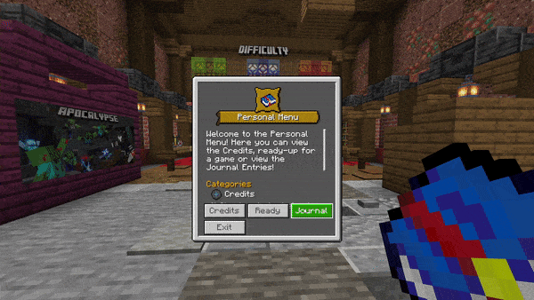 Меню с информацией о зомби и игровой статистикой