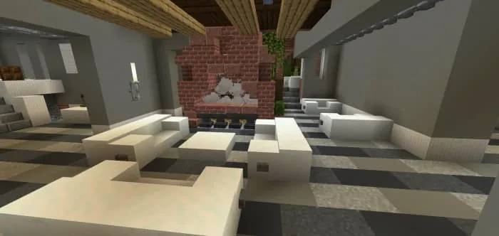 Интерьер гостиной с мебелью и декором