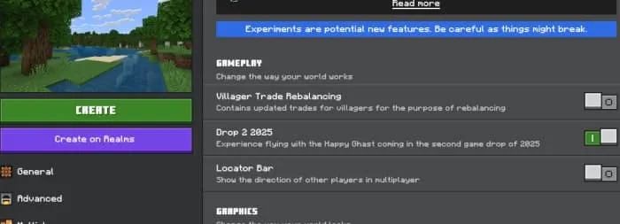 Enabling Summer Drop in Minecraft