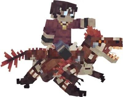 Игрок оседлал прирученного раптора