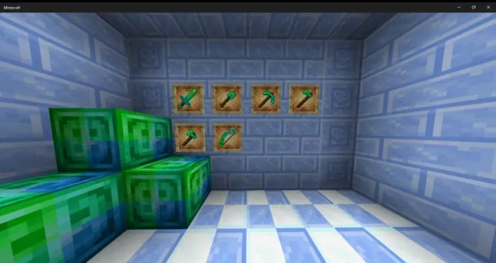 Набор оружия и брони, сделанных из кристалла авроры