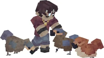 Игрок с группой прирученных дронтов