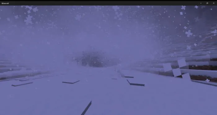 Сильная метель в снежной локации с ограниченной видимостью