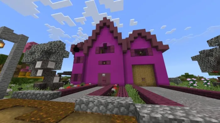 Фасад дома Куроми с характерным фиолетовым дизайном