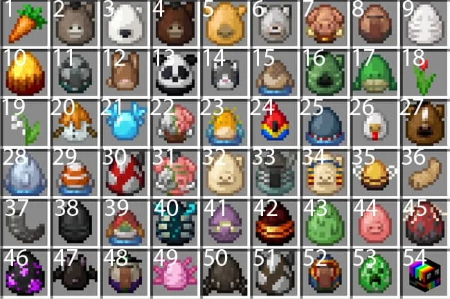 Коллекция всех видов пасхальных яиц, спрятанных по всей карте