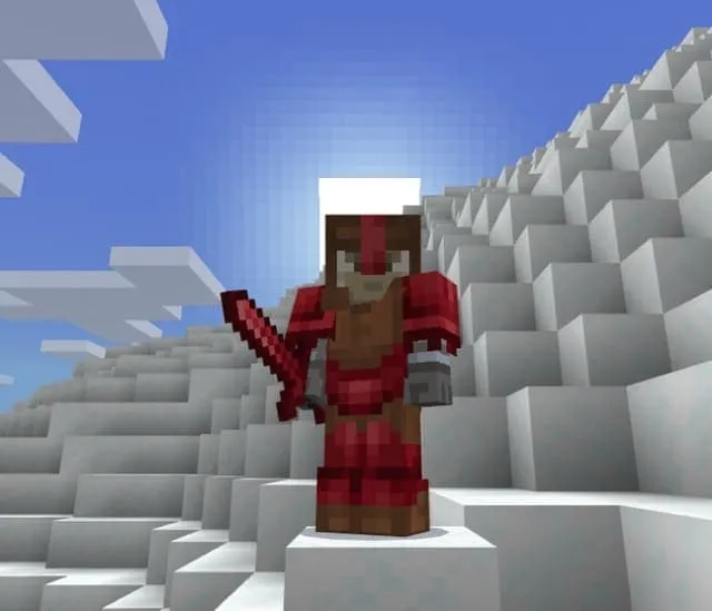 Игрок в кожаной броне из смертельного незерита