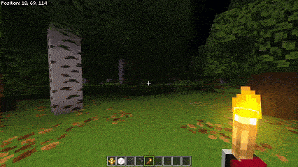 Освещение от факела в левой руке