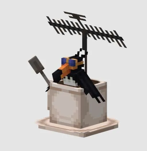 Птица в чашке с лопаткой