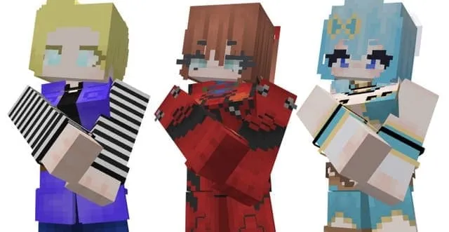 Андроид 18, Аска и Ши в стиле кубической графики