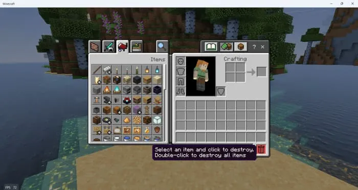 Кнопка удаления предмета при нажатии