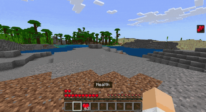 Игрок съедает предмет, чтобы увеличить здоровье