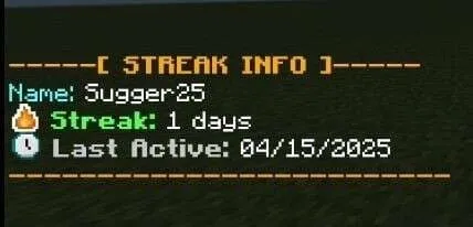 Использование команды s.streak для просмотра статистики входов