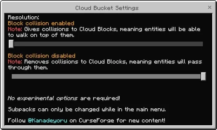 Настройки в аддоне