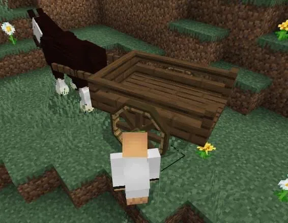 Повозка прицеплена к лошади