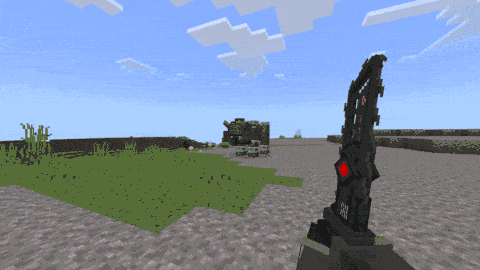 Игрок ударяет моба зарядом