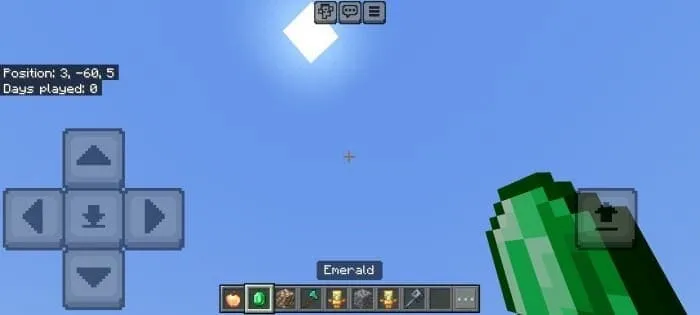 Игрок держит изумруд в руке