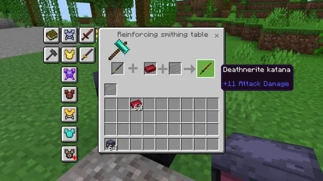 Улучшенная катана из Deathnerite в интерфейсе крафта
