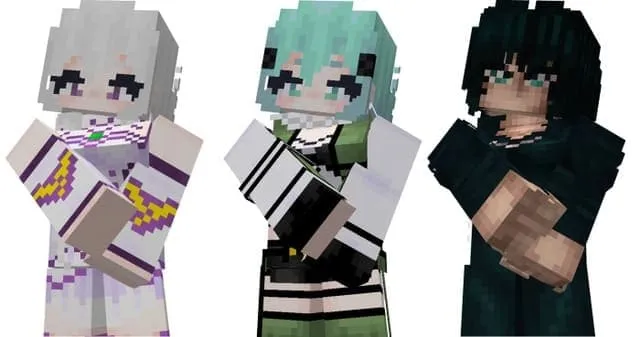 Эмилия, Синон и Фубуки в атмосфере Minecraft