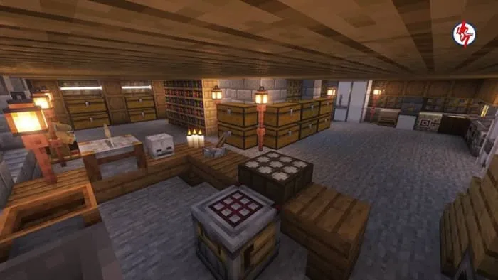 Помещение с сундуками и полезными блоками