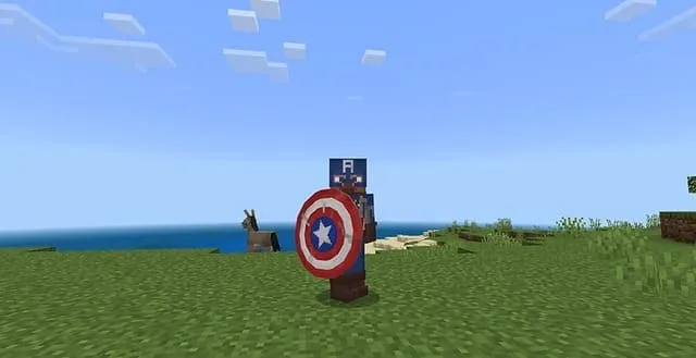 Игрок с Щитом в руке — Капитан Америка держит щит перед боем