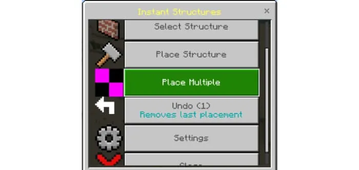 Кнопка размещения нескольких структур