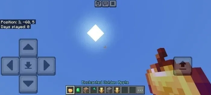 Надпись золотого зачарованного яблока над панелью