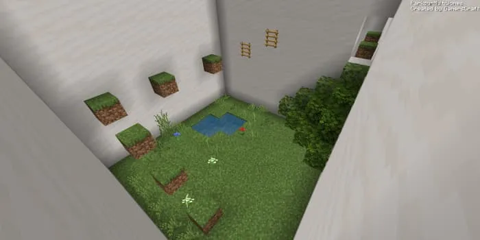 Паркур по блокам из травы