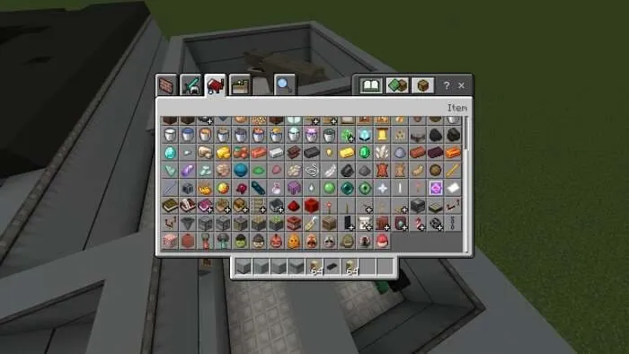 Аномальные предметы из мода в интерфейсе креативного режима