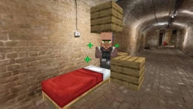 Житель в бункере с кроватью